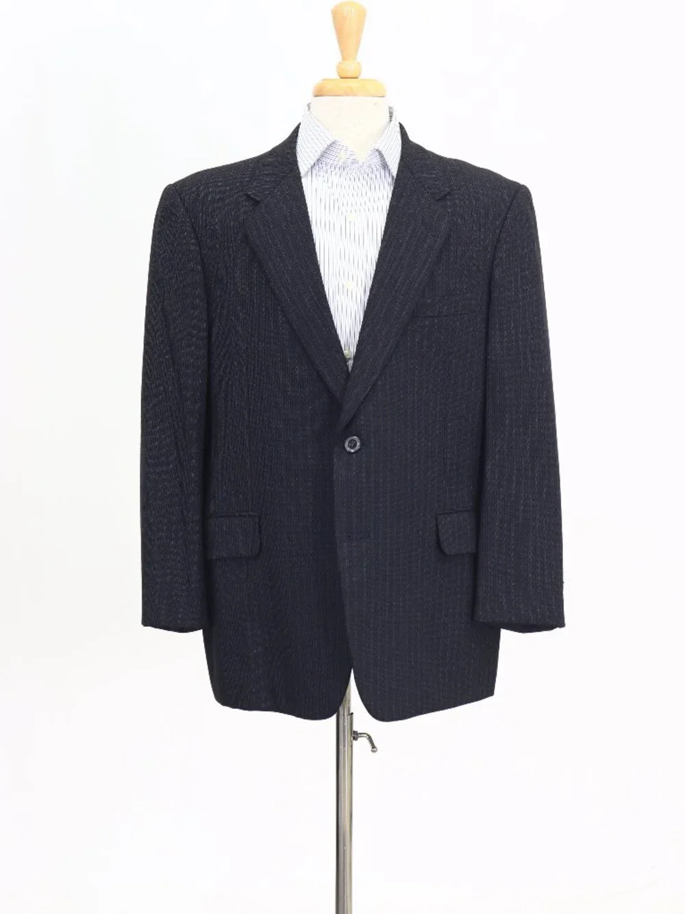 Japanese Custom 46R Navy Blazer Sport Coat Jacket 2-Button Stripe W873